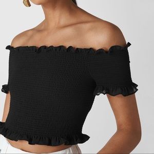 Brand New with Tags Whistles Black Smocked Off the Shoulder Top Size US8